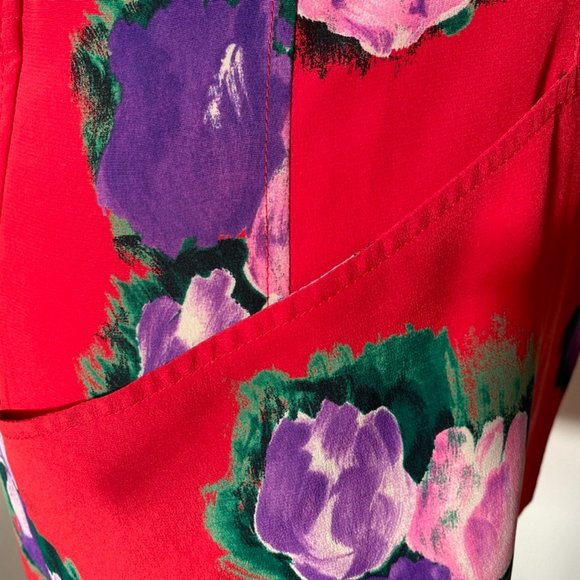 UNGARO PARELLELE PARIS Rose Red Tulip Floral Print Unstructured Blazer, Size 4 - Picture 5 of 11